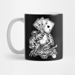 Cheshire Cat With Cards - White Outline Mug